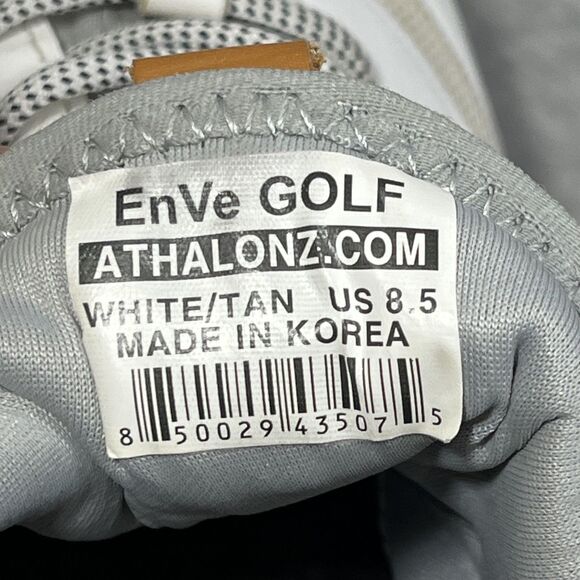 Athalonz EnVe‎ Golf Shoes Mens Size 8.5 White Tan Athletic Performance Spikeless - Picture 14 of 16